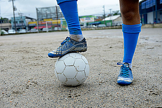 踢,青少年,固定,球,沙,足球场,里约热内卢州,巴西,南美