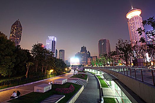 夜晚,上海,亚洲