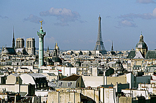 法国,巴黎,七月,柱子,圣母大教堂,埃菲尔铁塔