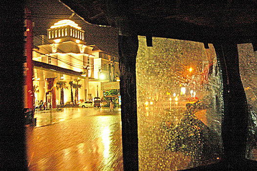 酒店,夜晚,收获,柬埔寨,十月,2005年