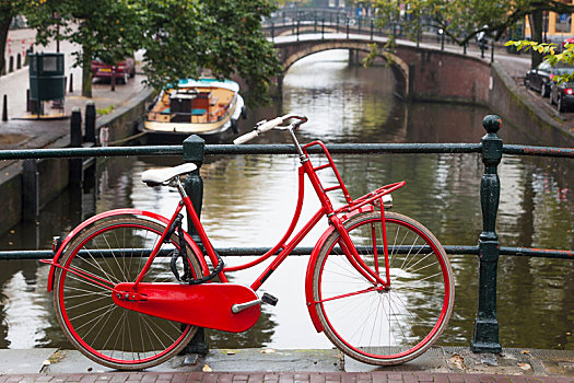 红色,自行车,桥,阿姆斯特丹