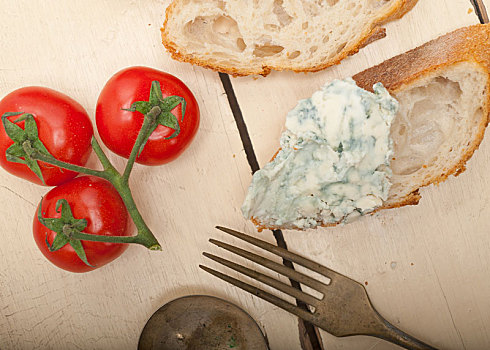 新鲜,蓝纹奶酪,法国,法棍面包