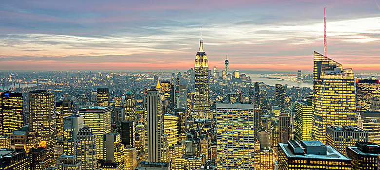 风景,纽约,曼哈顿,日落,钟点