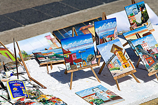 绘画,出售,市场货摊,广场,瓦尔帕莱索,智利