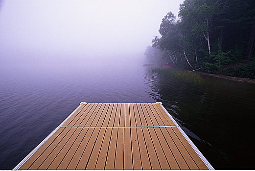 码头,湖,雾,水獭,安大略省,加拿大
