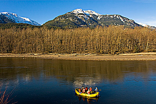 人,乘筏,河,鹰,自然保护区,不列颠哥伦比亚省,加拿大