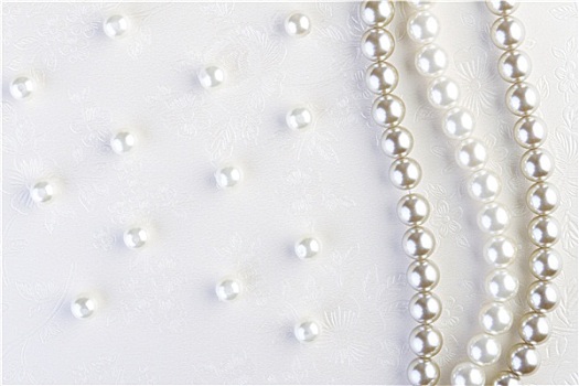白色,珍珠,项链,白色背景,纸