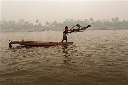 捕鱼者,河,婆罗洲,印度尼西亚