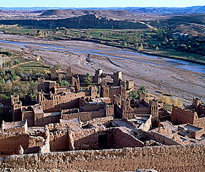 摩洛哥,南方,边缘,大阿特拉斯山,建造,粘土,住宅,城堡,军事