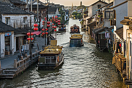 水系,运河,旅游,船,苏州,中国,亚洲