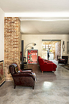 皮制扶手椅,红色,沙发,生活方式,区域,风景,厨房