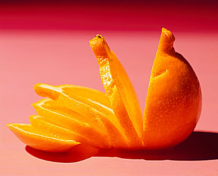 橘子片,粉色背景
