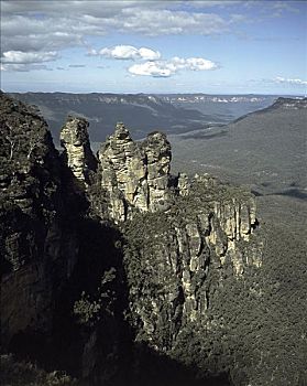 三姐妹山,石头,蓝山国家公园,澳大利亚