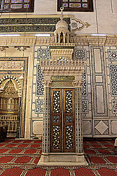 叙利亚大马士革伍麦叶清真寺内景-讲经台
