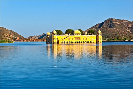 水,宫殿,男人,湖,斋浦尔,拉贾斯坦邦