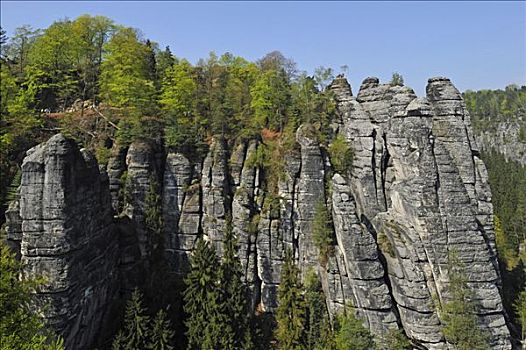 岩石构造,砂岩,山峦,萨克森,德国,欧洲