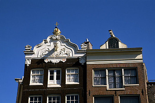 荷兰,阿姆斯特丹,尖顶,老,房子,吊钟山墙