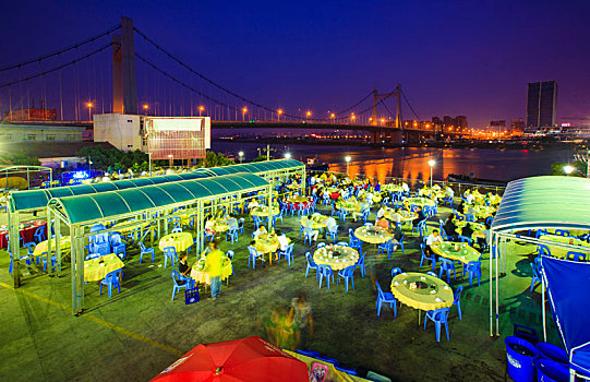 江北,白沙码头,海鲜广场,夜景,夜色,美食,夜宵,露天,排挡,庆丰桥,桥梁