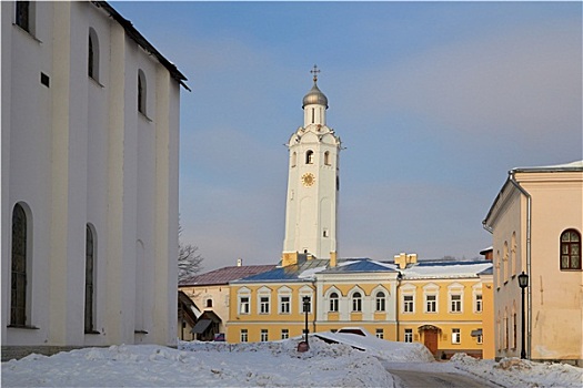 钟楼,诺夫哥罗德,克里姆林宫,俄罗斯,冬天