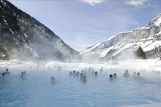 人,热浴,瓦莱,瑞士