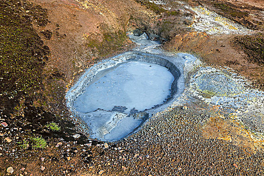 冰岛,高,温度,蓝色,泥,容器,褐色,土地,温泉