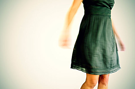 女人,绿色,连衣裙