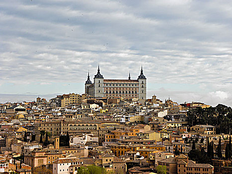 城堡,托莱多,要塞,高处,城市,西班牙,欧洲