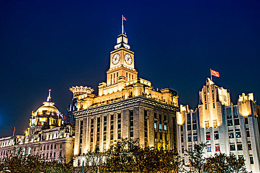 上海外滩钟楼海关大楼夜景