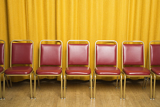 椅子,舞台,黄色,帘