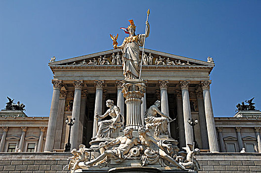 奥地利,国会大厦,建造,雕塑,正面,维也纳,欧洲