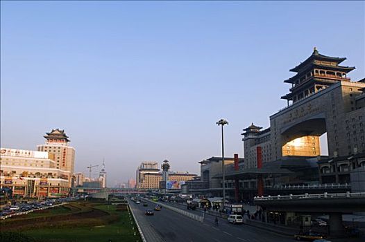 中国,北京,中式,现代建筑,组合,西部,火车站