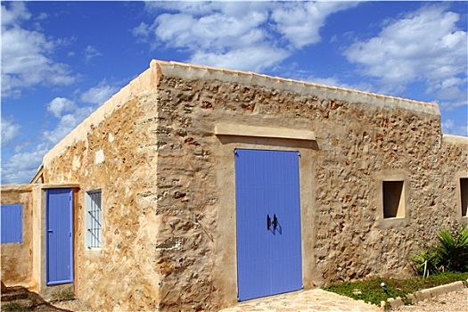石屋,砖石建筑,蓝天,门,窗户
