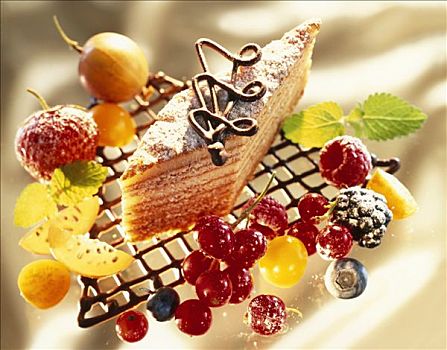 树蛋糕,巧克力,格子,新鲜,水果