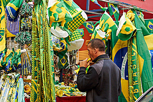 圣保罗,巴西,旗帜,商品,摊贩