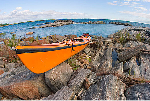 皮艇,岸边,乔治亚湾,安大略省,加拿大