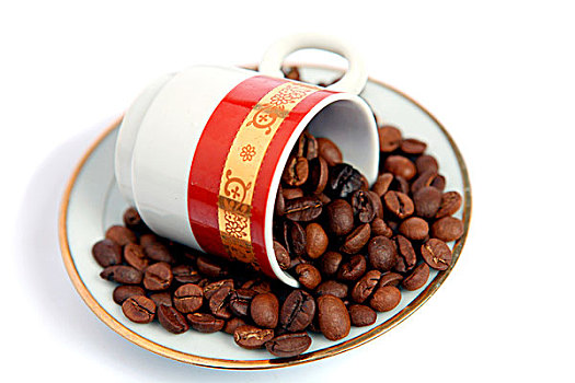 阿拉伯,咖啡杯,碟,混合,咖啡豆,影子