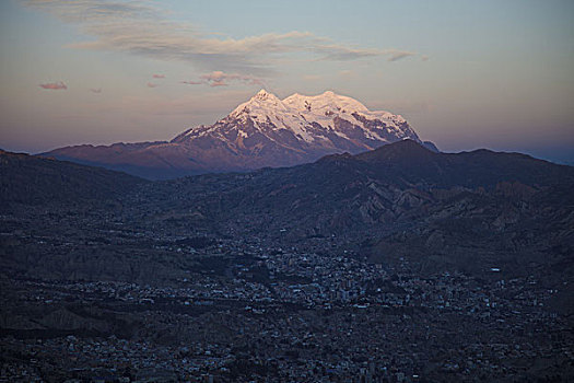 玻利维亚,城镇风光,火山,落日