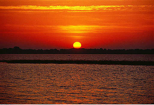 夕阳湖,地平线