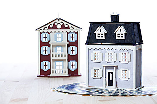 模型,房子,钱,白色背景
