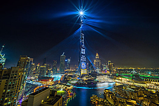 新年,庆贺,迪拜,最高,建筑,亮光,城市