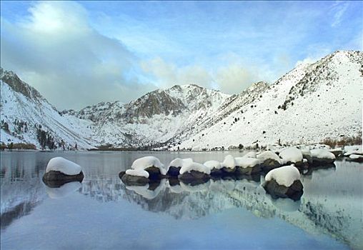 山,犯人,湖,冬天,加利福尼亚