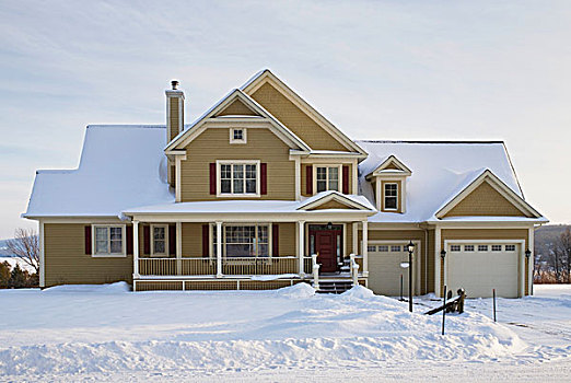 住宅,家,冬天,魁北克,加拿大