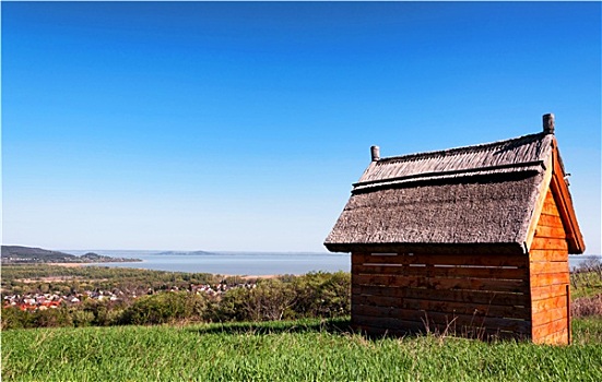 小,房子,巴拉顿湖,匈牙利