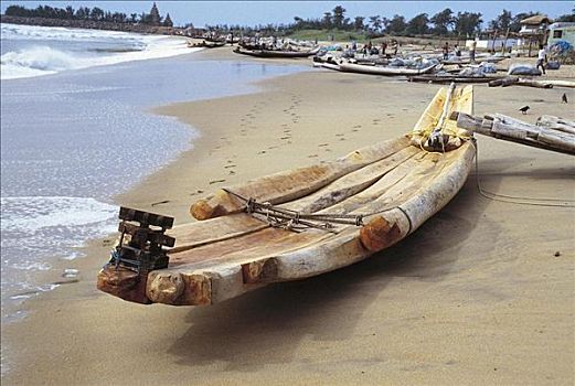 渔船,木质,马哈巴利普兰,印度,亚洲