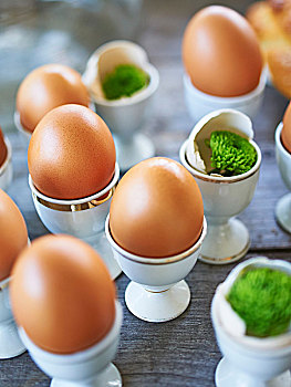 蛋,蛋杯,复活节自助餐,桌子