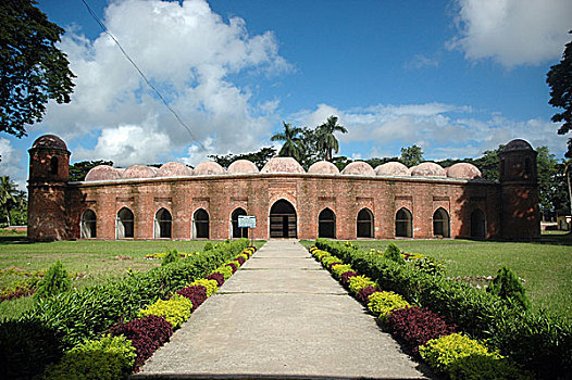60多岁,圆顶,清真寺,历史,孟加拉,建造,15世纪,六月,2007年