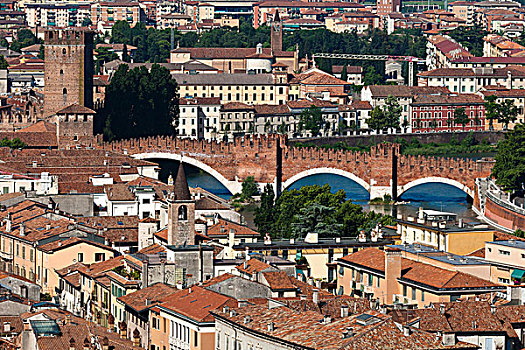 桥,上方,阿迪杰河,维罗纳,威尼托,意大利