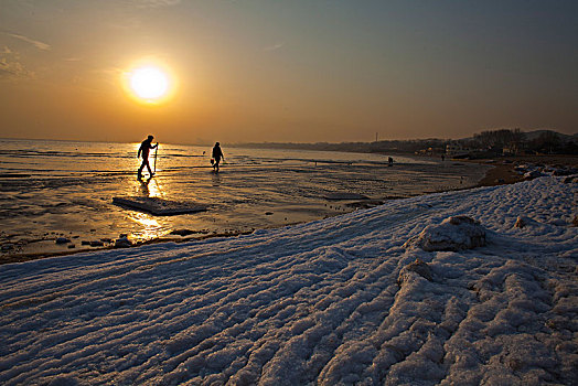 北戴河,海滨,海边,冬季,落日,寒冷,冷清,空旷