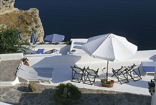 内庭,遮阳伞,锡拉岛,基克拉迪群岛,希腊