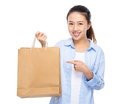 亚洲女性,手指,购物袋
